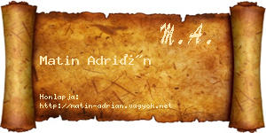 Matin Adrián névjegykártya